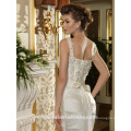 ZM16020 Duchess Satin A-ligne Robe de mariée avec embellissement en cristal Spaghetti Strap Robes de mariée de mariage et fleurs 3D